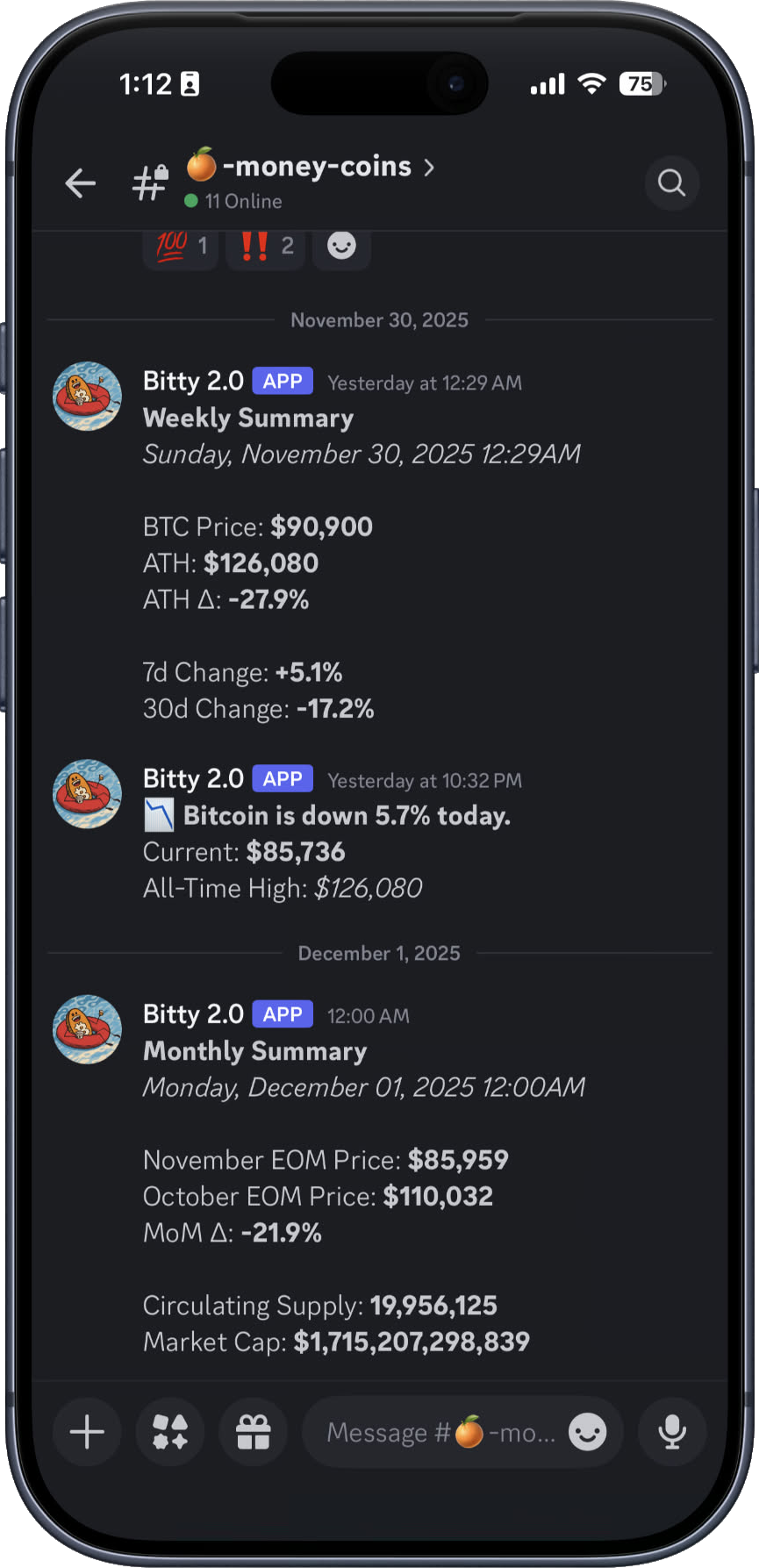 Bitty Bot Discord Notification Screenshot