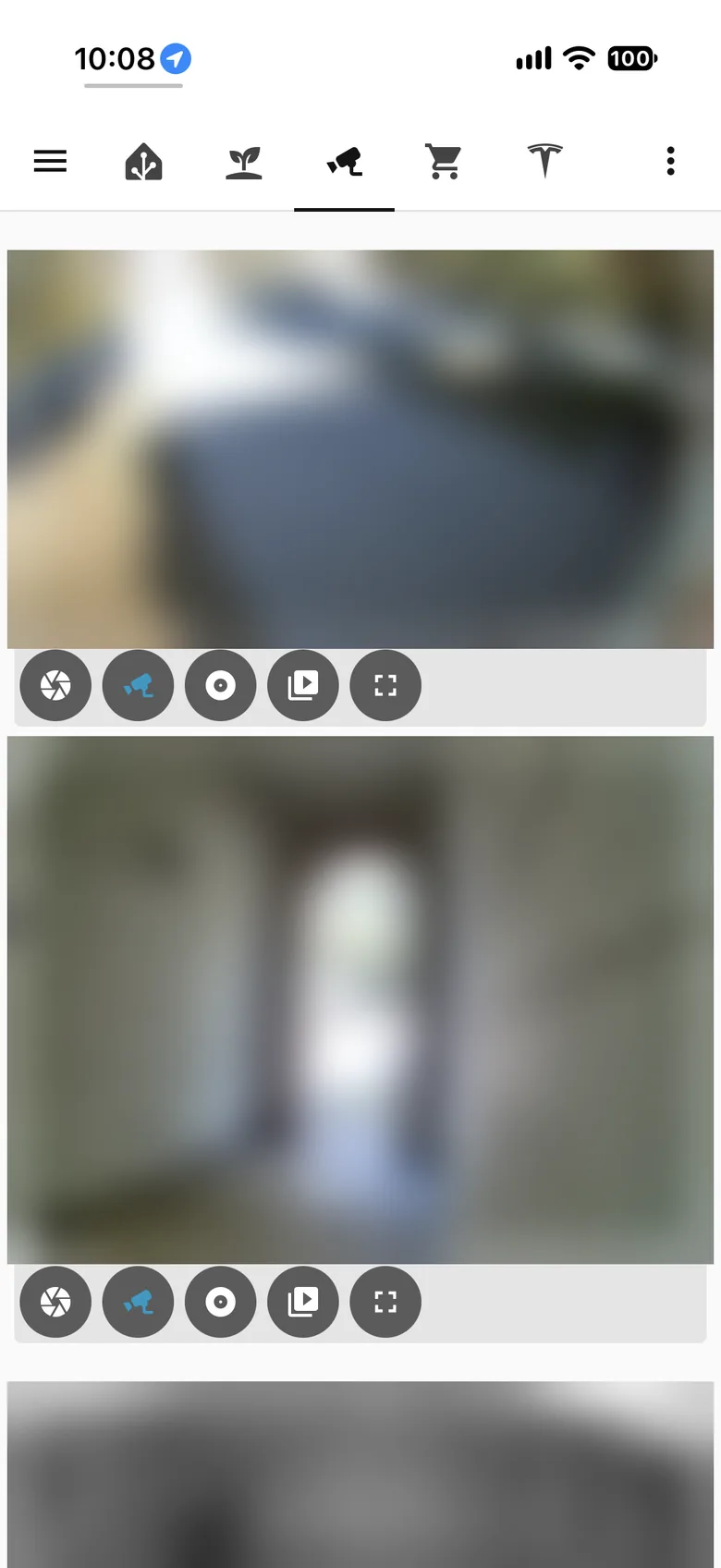 Camera grid on iPhone with blurred feeds